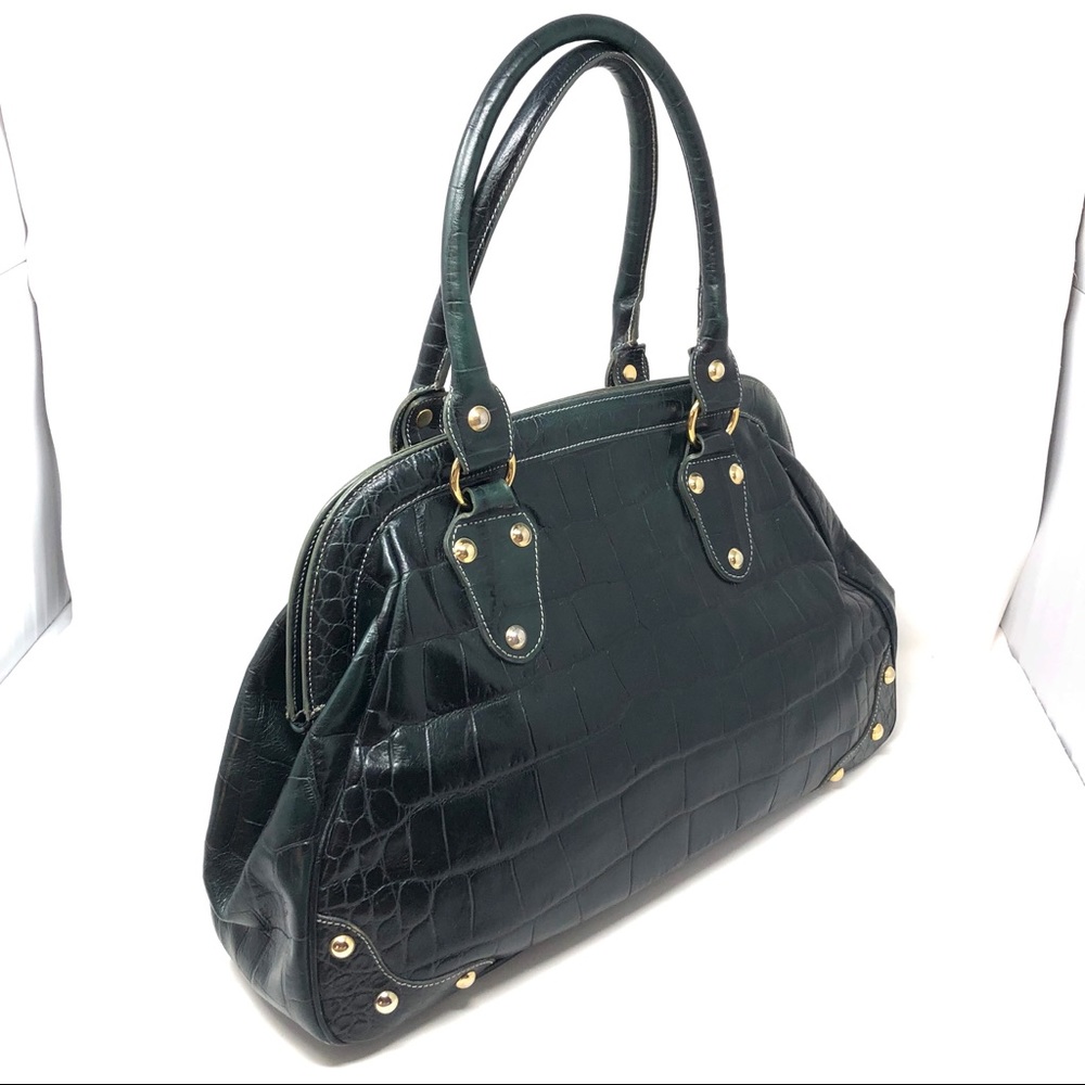 GUIA’S forest green large leather bag, made in Italy
